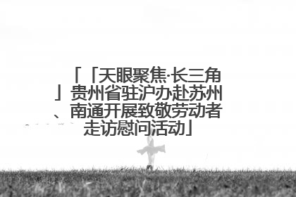 「天眼聚焦·长三角」贵州省驻沪办赴苏州、南通开展致敬劳动者走访慰问活动