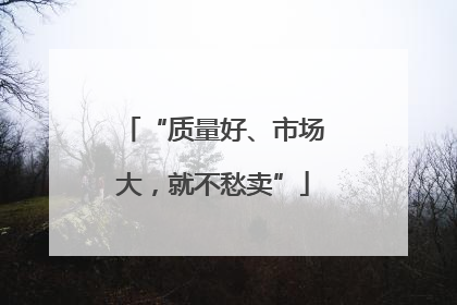 “质量好、市场大，就不愁卖”