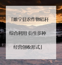 睢宁县农作物秸秆综合利用 衍生多种经营创收形式