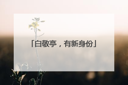 白敬亭，有新身份