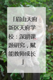 眉山天府新区天府学校：深耕课题研究，赋能教师成长
