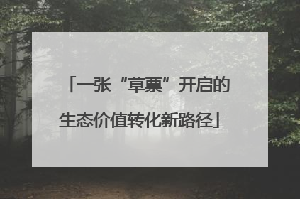 一张“草票”开启的生态价值转化新路径