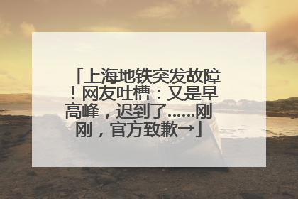 上海地铁突发故障！网友吐槽：又是早高峰，迟到了……刚刚，官方致歉→