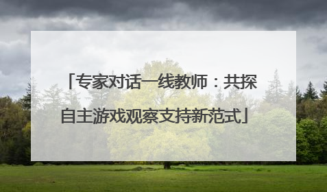 专家对话一线教师：共探自主游戏观察支持新范式
