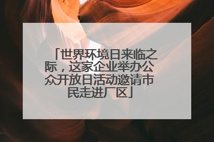 世界环境日来临之际，这家企业举办公众开放日活动邀请市民走进厂区