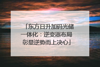 东方日升加码光储一体化：逆变器布局彰显逆势而上决心