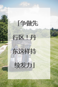 争做先行区！丹东这样持续发力