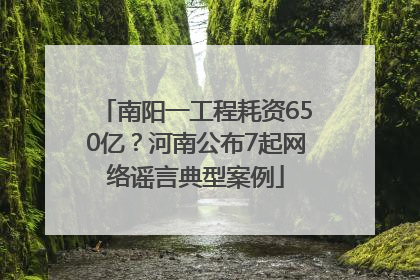 南阳一工程耗资650亿？河南公布7起网络谣言典型案例
