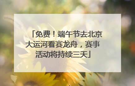 免费！端午节去北京大运河看赛龙舟，赛事活动将持续三天