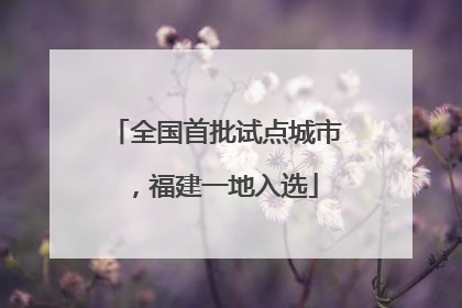 全国首批试点城市，福建一地入选
