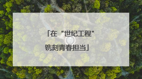 在“世纪工程”镌刻青春担当