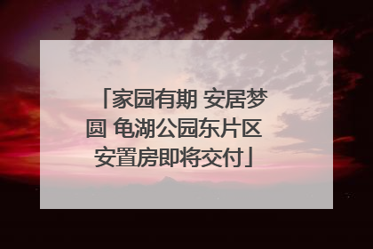 家园有期 安居梦圆 龟湖公园东片区安置房即将交付
