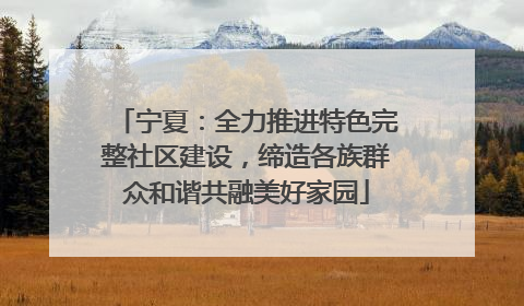 宁夏：全力推进特色完整社区建设，缔造各族群众和谐共融美好家园