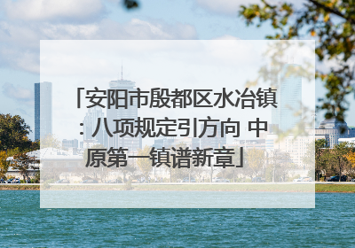 安阳市殷都区水冶镇：八项规定引方向 中原第一镇谱新章