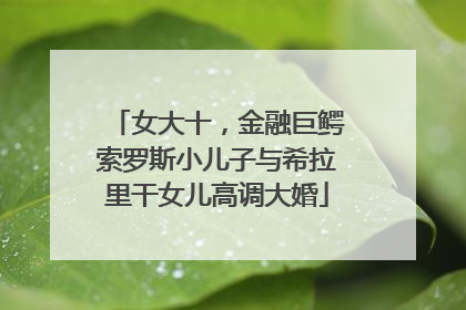 女大十，金融巨鳄索罗斯小儿子与希拉里干女儿高调大婚