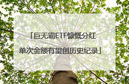 巨无霸ETF慷慨分红 单次金额有望创历史纪录