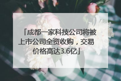 成都一家科技公司将被上市公司全资收购，交易价格高达3.6亿