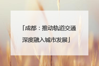 成都：推动轨道交通深度融入城市发展