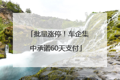 批量涨停！车企集中承诺60天支付
