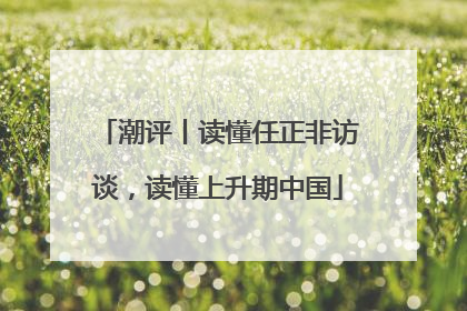 潮评丨读懂任正非访谈，读懂上升期中国