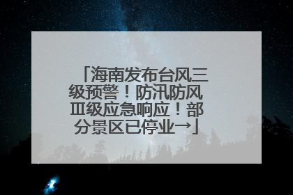 海南发布台风三级预警！防汛防风Ⅲ级应急响应！部分景区已停业→