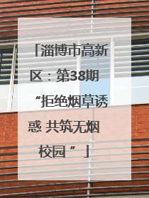 淄博市高新区：第38期“拒绝烟草诱惑 共筑无烟校园 ”