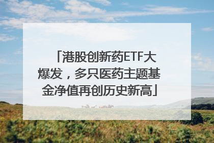 港股创新药ETF大爆发，多只医药主题基金净值再创历史新高