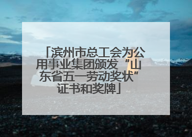 滨州市总工会为公用事业集团颁发“山东省五一劳动奖状”证书和奖牌