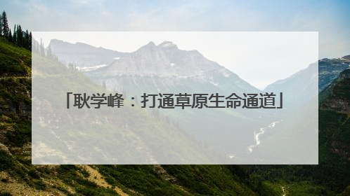 耿学峰：打通草原生命通道