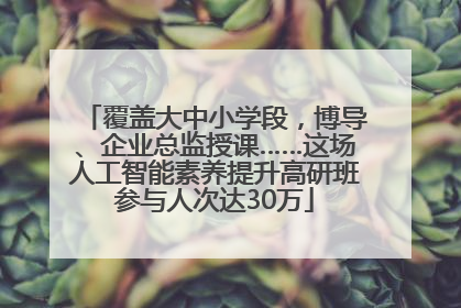 覆盖大中小学段，博导、企业总监授课……这场人工智能素养提升高研班参与人次达30万