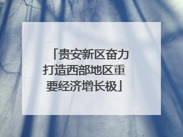 贵安新区奋力打造西部地区重要经济增长极