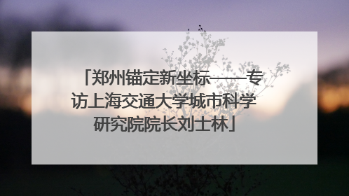 郑州锚定新坐标——专访上海交通大学城市科学研究院院长刘士林