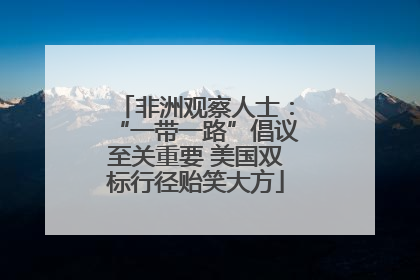 非洲观察人士：“一带一路”倡议至关重要 美国双标行径贻笑大方