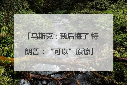 马斯克：我后悔了 特朗普：“可以”原谅