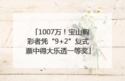1007万！宝山购彩者凭“9+2”复式票中得大乐透一等奖